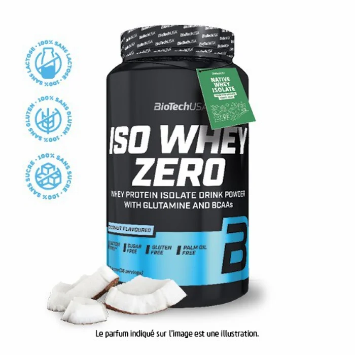 Pots de protéines Biotech USA iso whey zero lactose free – Coco 908g