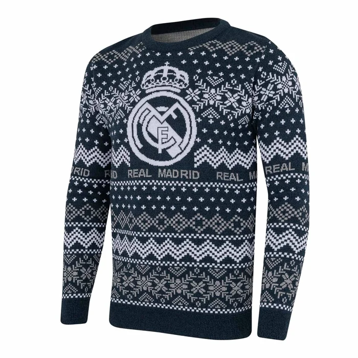 Pull de Noël Écusson Bleu Marine/Gris – Boutique Officiel Real Madrid CF