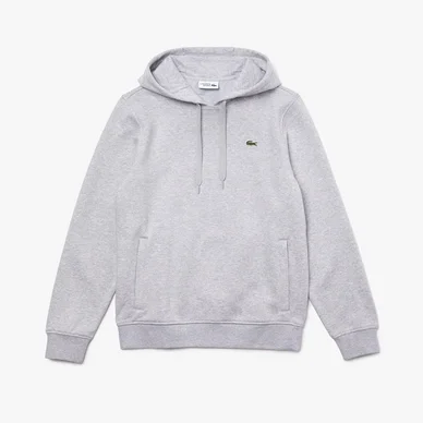Pull Lacoste Men SH1527 Sport Hooded Fleece Silver Chine Elephant Gre