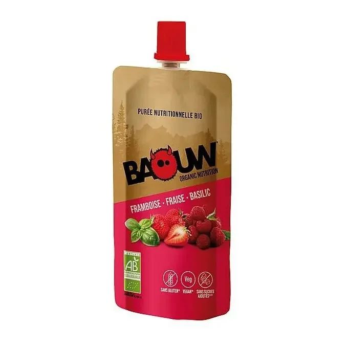 Purée Baouw BIO FRAMBOISE FRAISE BASILIC 90g Prix Promo