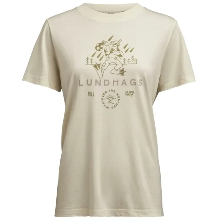 Réduction Lundhags Järpen Printed T-shirt, t-shirt, femme, blanc