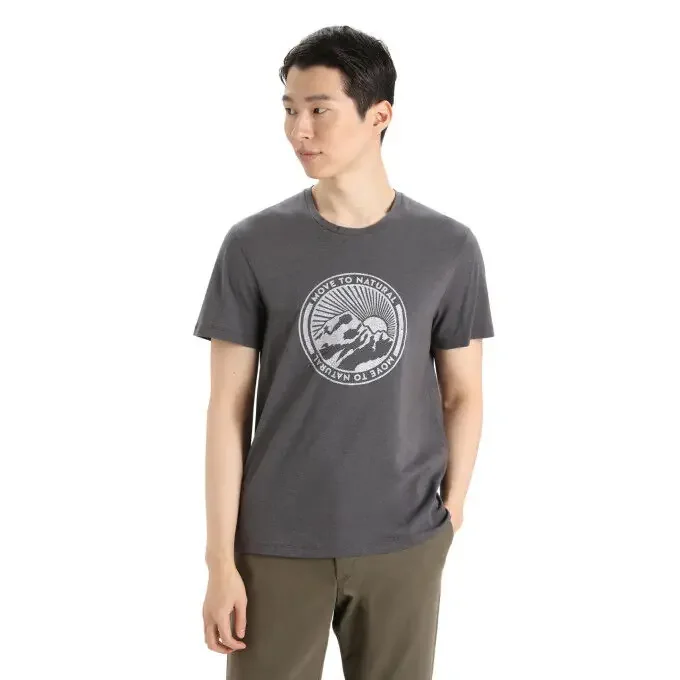 Réduction T-shirt Icebreaker Central Classic Move to Natural Mountain Monsoon