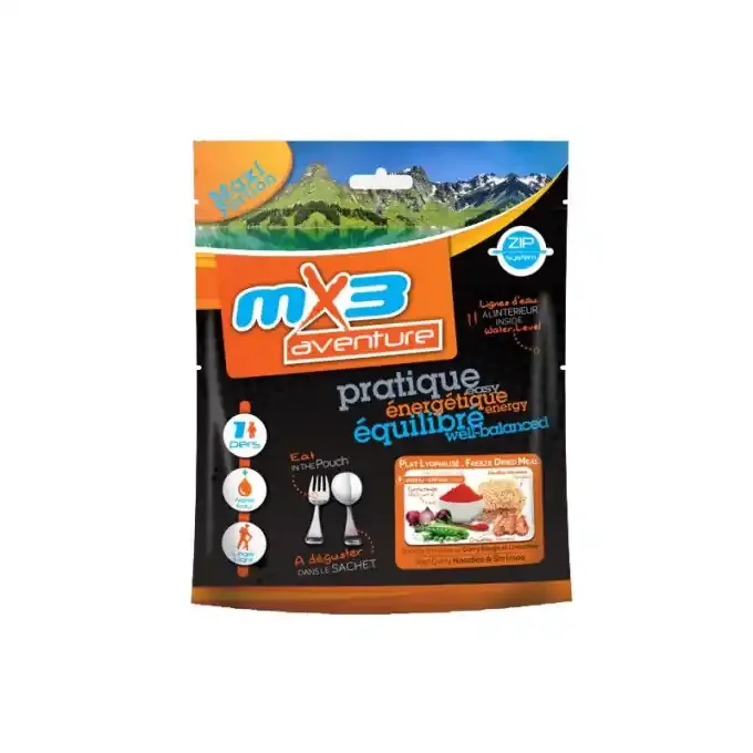 Repas lyophilisé MX3 Nouille chinoise au curry rouge et crevettes Tendance