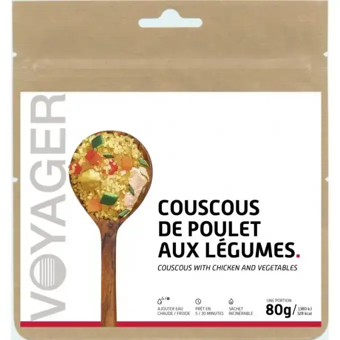 Repas lyophilisé Voyager Couscous de poulet aux légumes 80g Exclusif