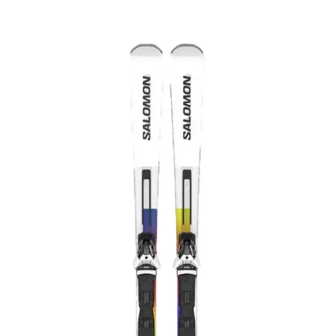 Retour Gratuit Pack ski de piste Salomon E ADDIKT PRO + fixations Z12 GW F80 White/Black/Safety Yellow