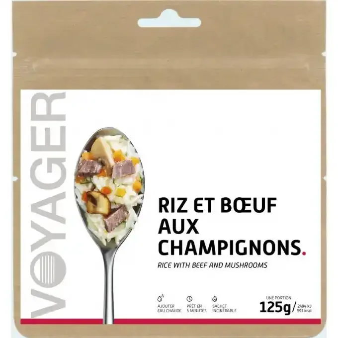 Satisfait Ou Remboursé Repas lyophilisé Voyager Riz et boeuf aux champignons 125g