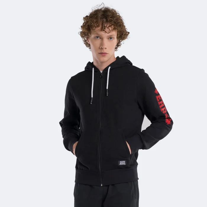 Sweat pour homme avec zip de haut en bas à capuche de la ligne Essential