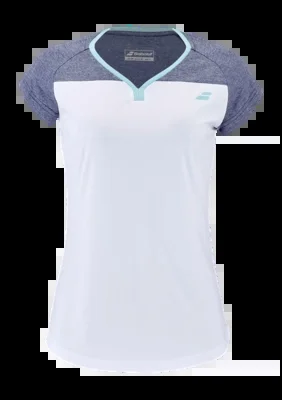T-Shirt de Tennis Babolat Femme Play Cap Sleeve Top White Blue Heather