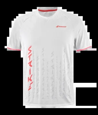 T-Shirt de Tennis Babolat Homme Strike Crew Neck Tee White Strike Red