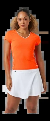 T-shirt de Tennis Björn Borg Women Ace V-Neck T-Shirt Shocking Orange