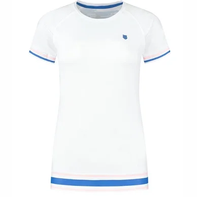 T-shirt de Tennis K Swiss Women Hypercourt Round Neck Top White Print