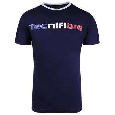T-shirt de tennis Tecnifibre Men Cotton Tee Tricolore Noir