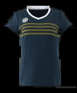 T-shirt de Tennis The Indian Maharadja Women Kadiri Striped V-neck Navy