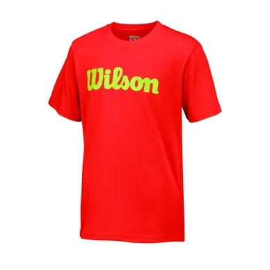 T-Shirt de Tennis Wilson Boys Script Cotton Tee Fiesta Green Glow