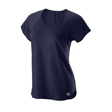 T-shirt de Tennis Wilson Femme Training V-Neck Tee Bleu Marine