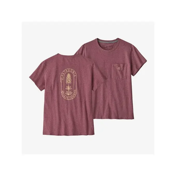T-shirt Patagonia W’S CLEAN CLIMB BLOOM POCKET RESPONSIBILI-TEE Evening Mauve Livraison Gratuite