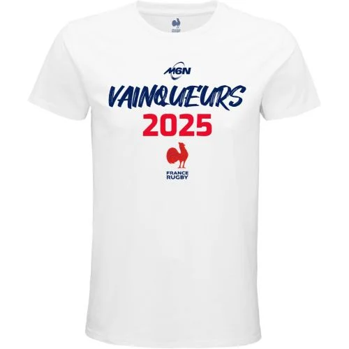 T-SHIRT VICTOIRE T6N 2025 FRANCE RUGBY ADULTE BLANC