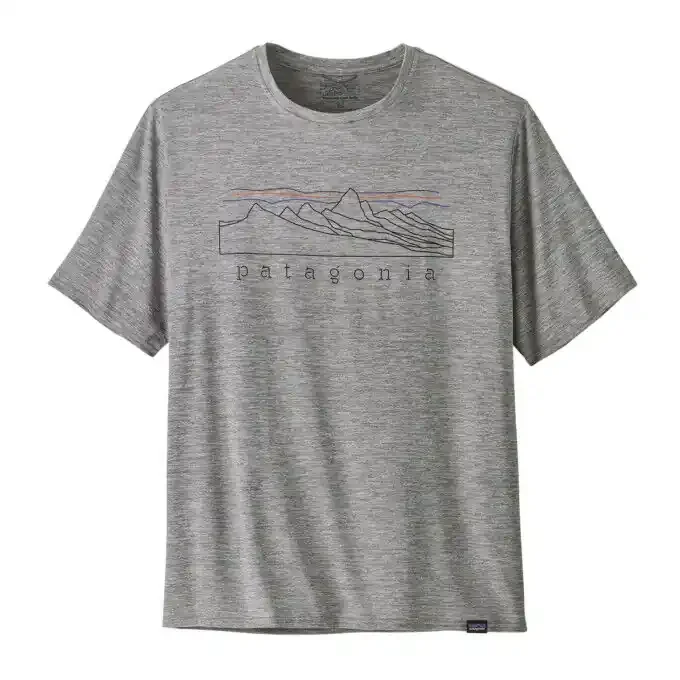 Tee-shirt Graphique Homme Patagonia Capilene® Cool Daily – Stratapeaks: Feather Grey Soldes