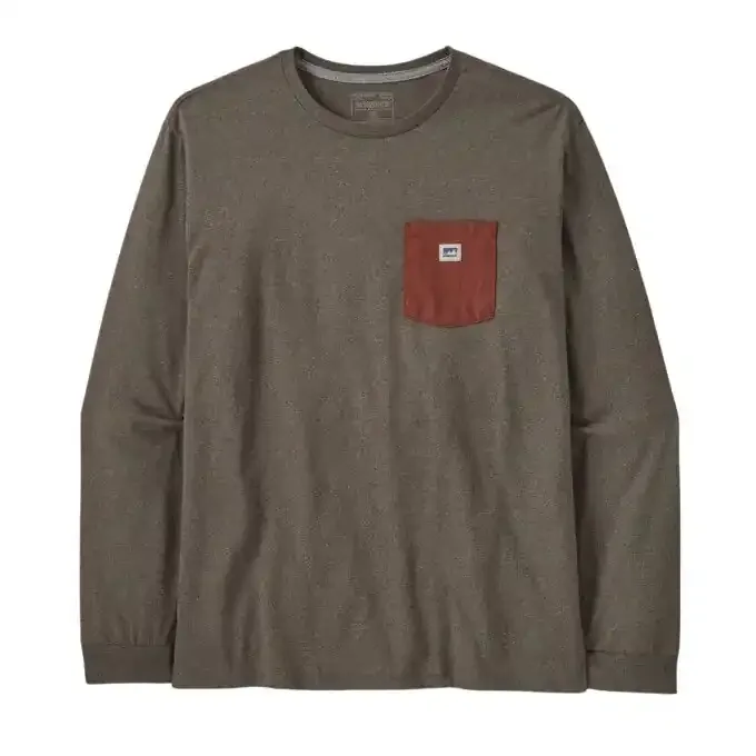Tee-shirtà manches longues avec poche autocollante Homme Patagonia Responsibili-Tee® – Marlow Brown Super Prix