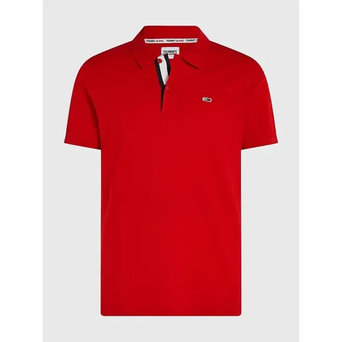 Vente Flash Polo Tommy Hilfiger TJM SLIM PLACKET POLO Deep Crimson